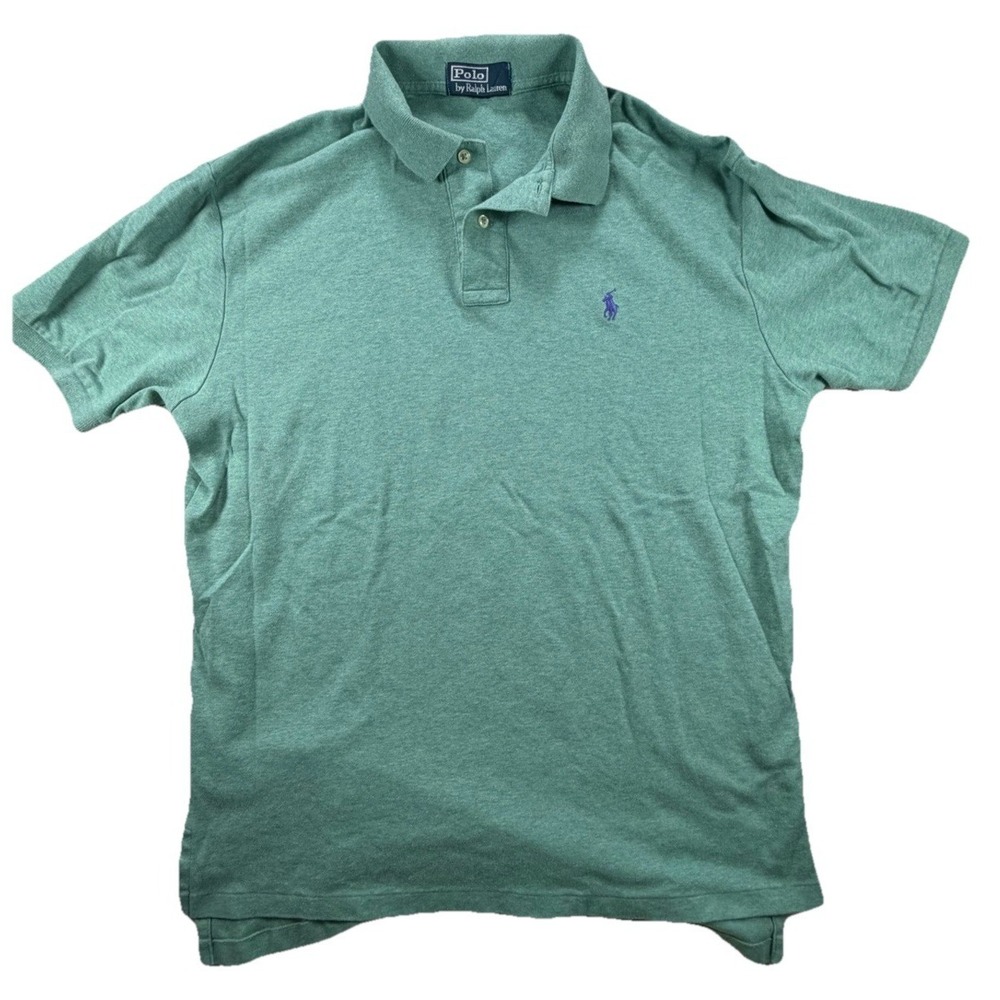 Ralph Lauren Mesh Polo Shirt Men's Medium Seafoam Green Blue Pony Collared